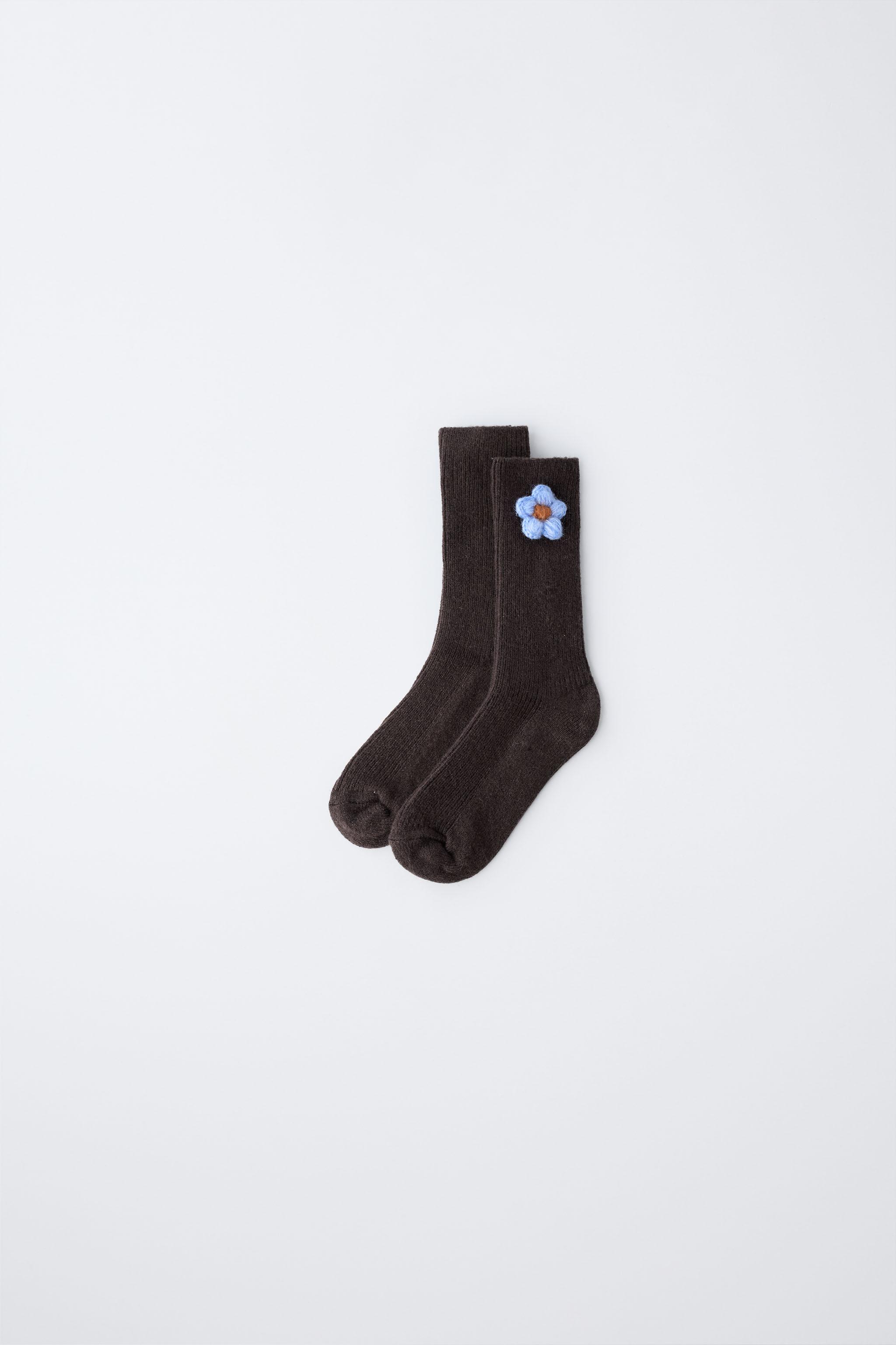 CHAUSSETTES FLEUR AVEC LAINE